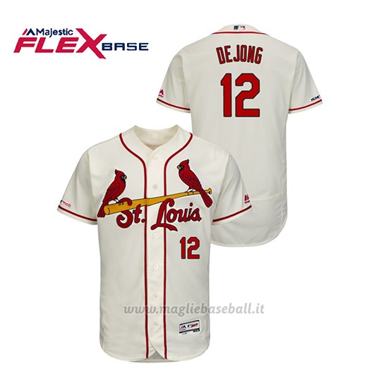 Maglia Baseball Uomo St. Louis Cardinals Paul Dejong 150th Aniversario Patch Autentico Flex Base Crema